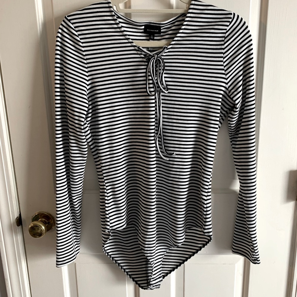 Black and White Striped Bodysuit